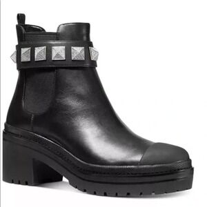 Michael Kors Glenn Studded Ankle Boots Black‎ Leather Platform l 9.5